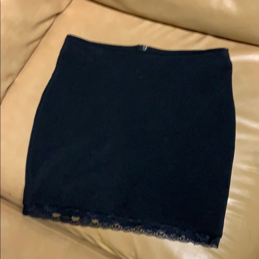 Black mini skirt with lace trim